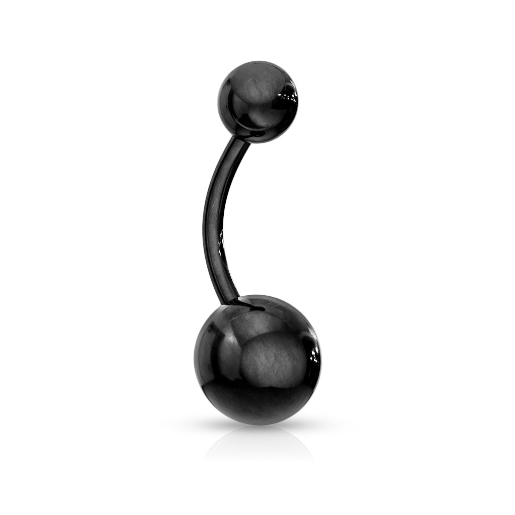 Surgical Steel Externally Threaded Black Belly Bar