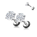 Prong CZ Screw Back Earring