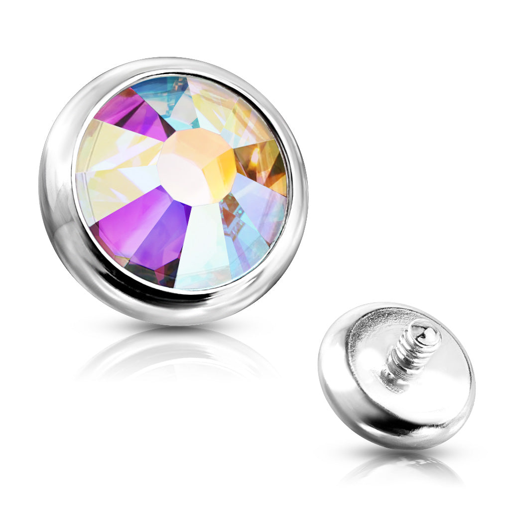 Surgical Steel Coloured Bezel Set Dermal Top