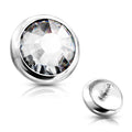Surgical Steel Flat Bezel Set Gem Dermal Top