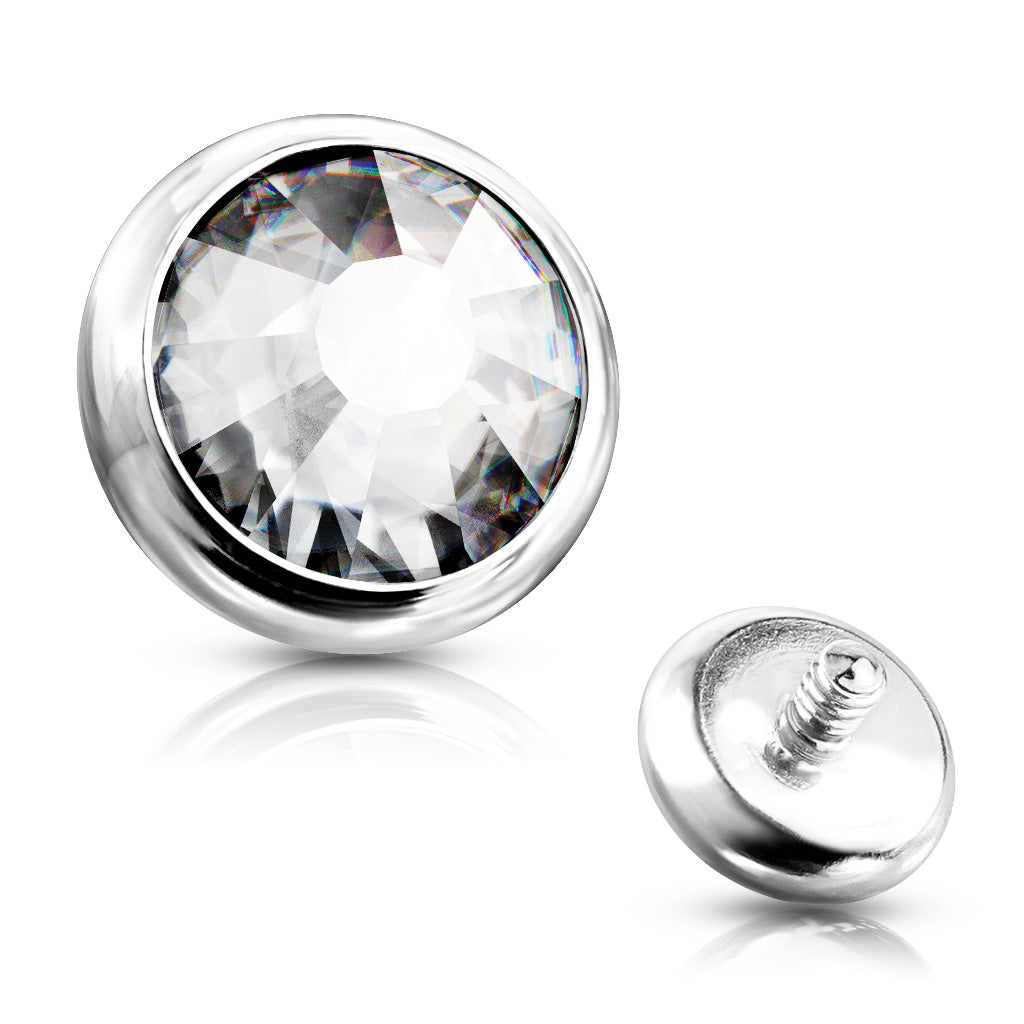 Surgical Steel Flat Bezel Set Gem Dermal Top