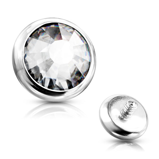 Surgical Steel Flat Bezel Set Gem Dermal Top