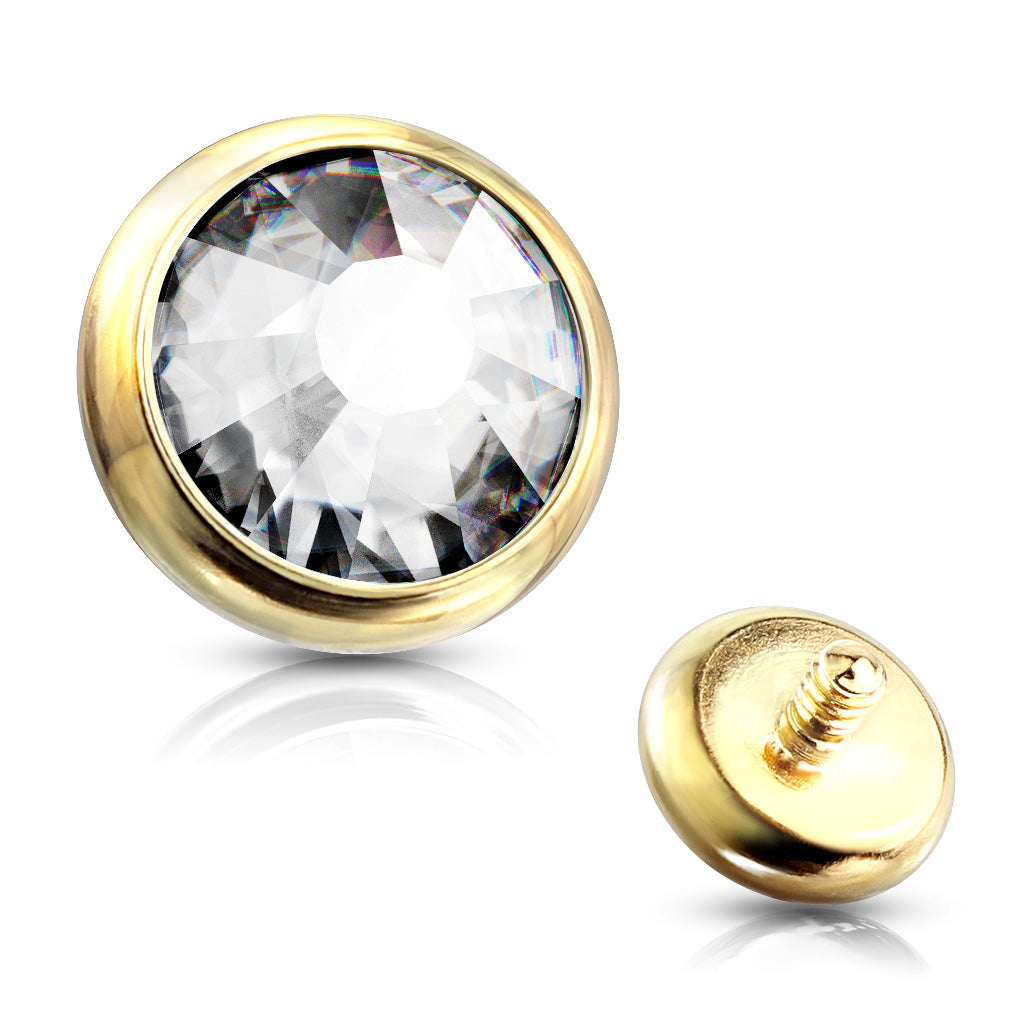 Surgical Steel Flat Bezel Set Gem Dermal Top