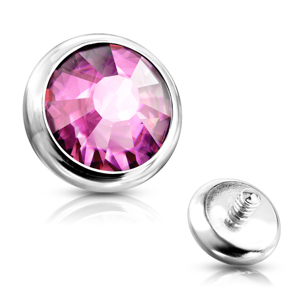 Surgical Steel Coloured Bezel Set Dermal Top