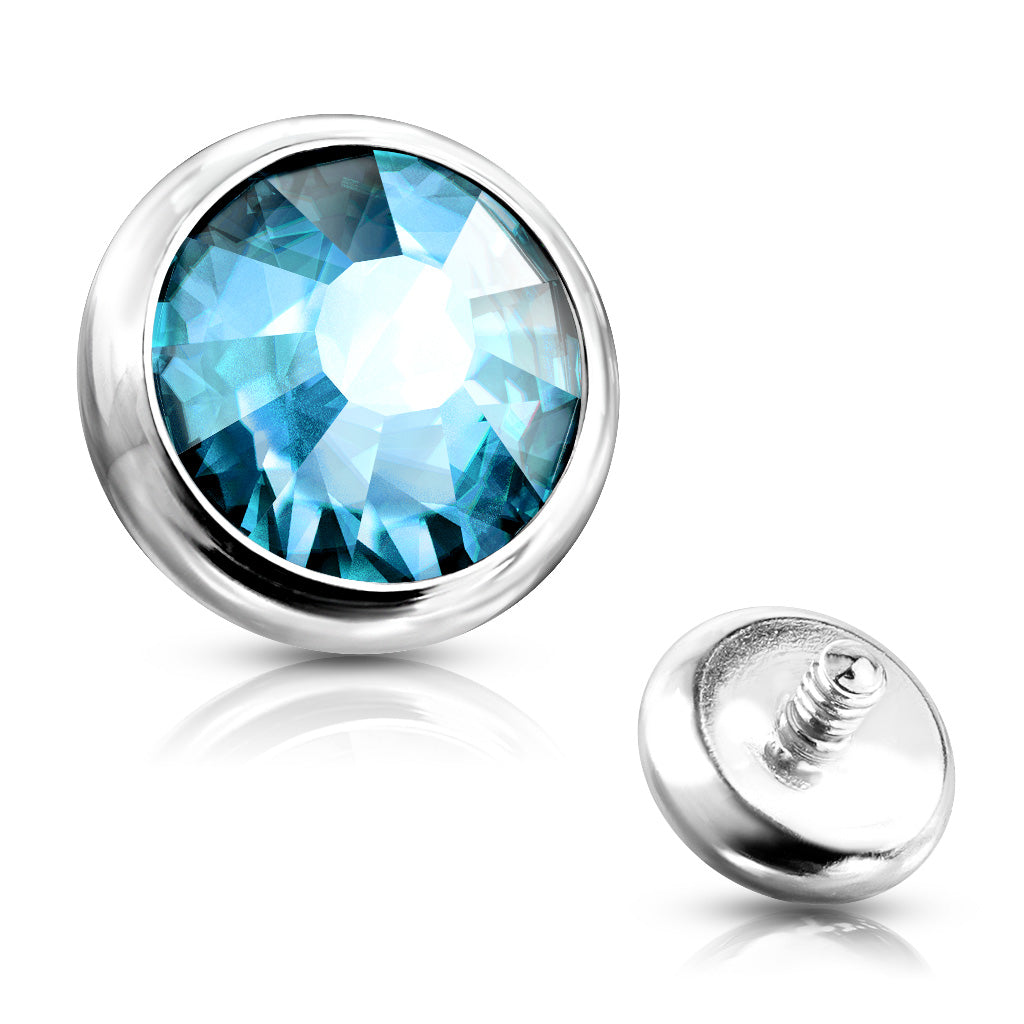 Surgical Steel Coloured Bezel Set Dermal Top