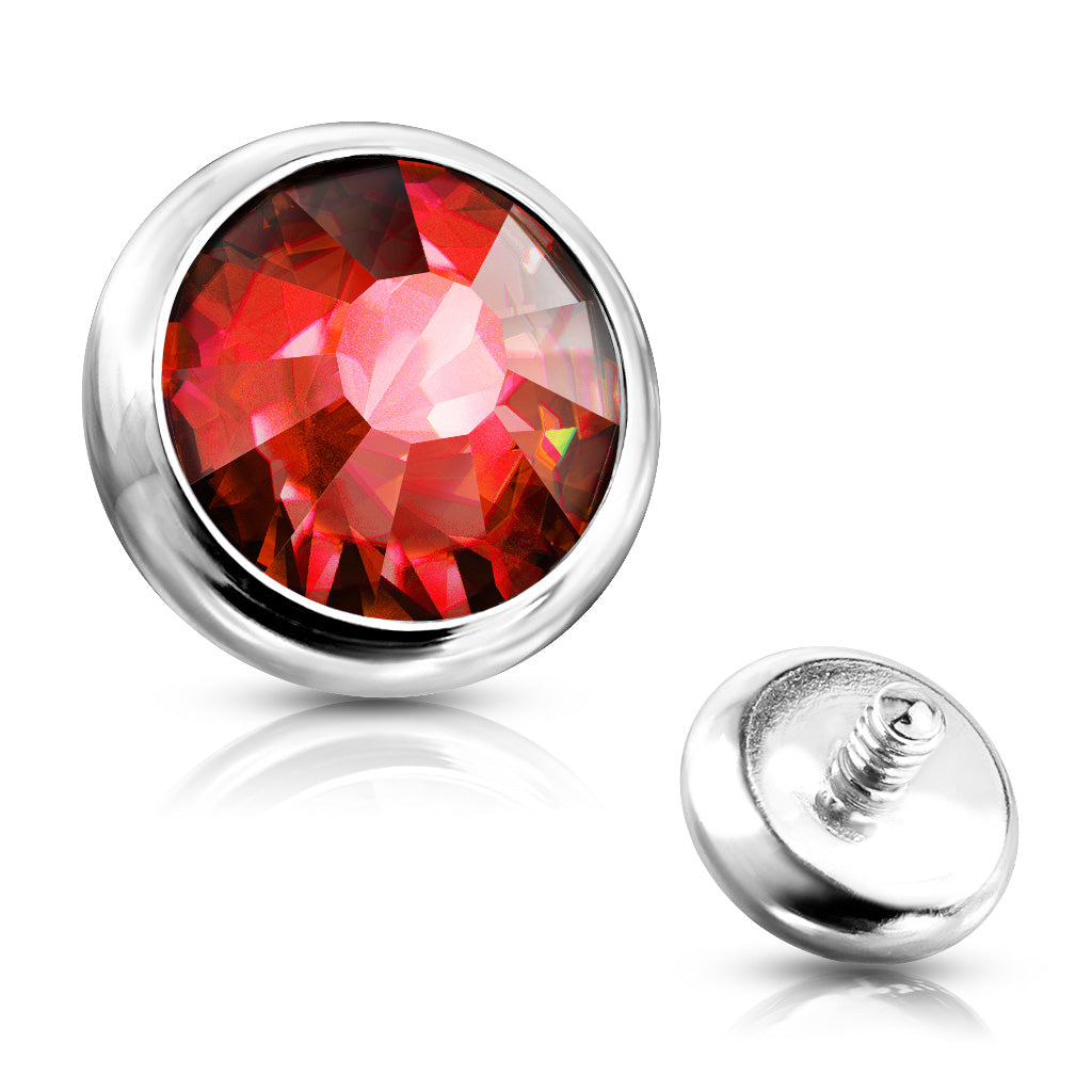 Surgical Steel Coloured Bezel Set Dermal Top