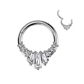 Baguette CZ Fan Hinged Ring