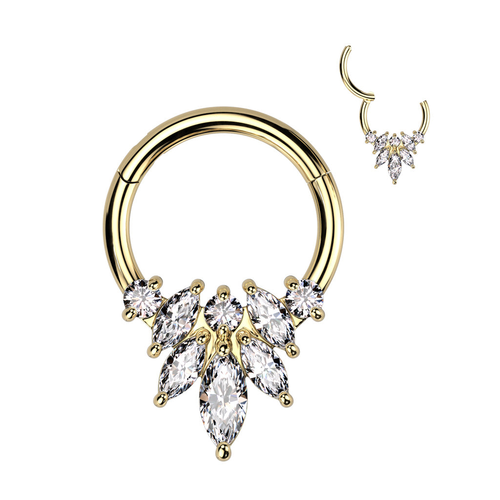 Marquise CZ Flower Hinged Ring