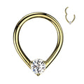Teardrop Hinged Ring with Single Prong Set CZ