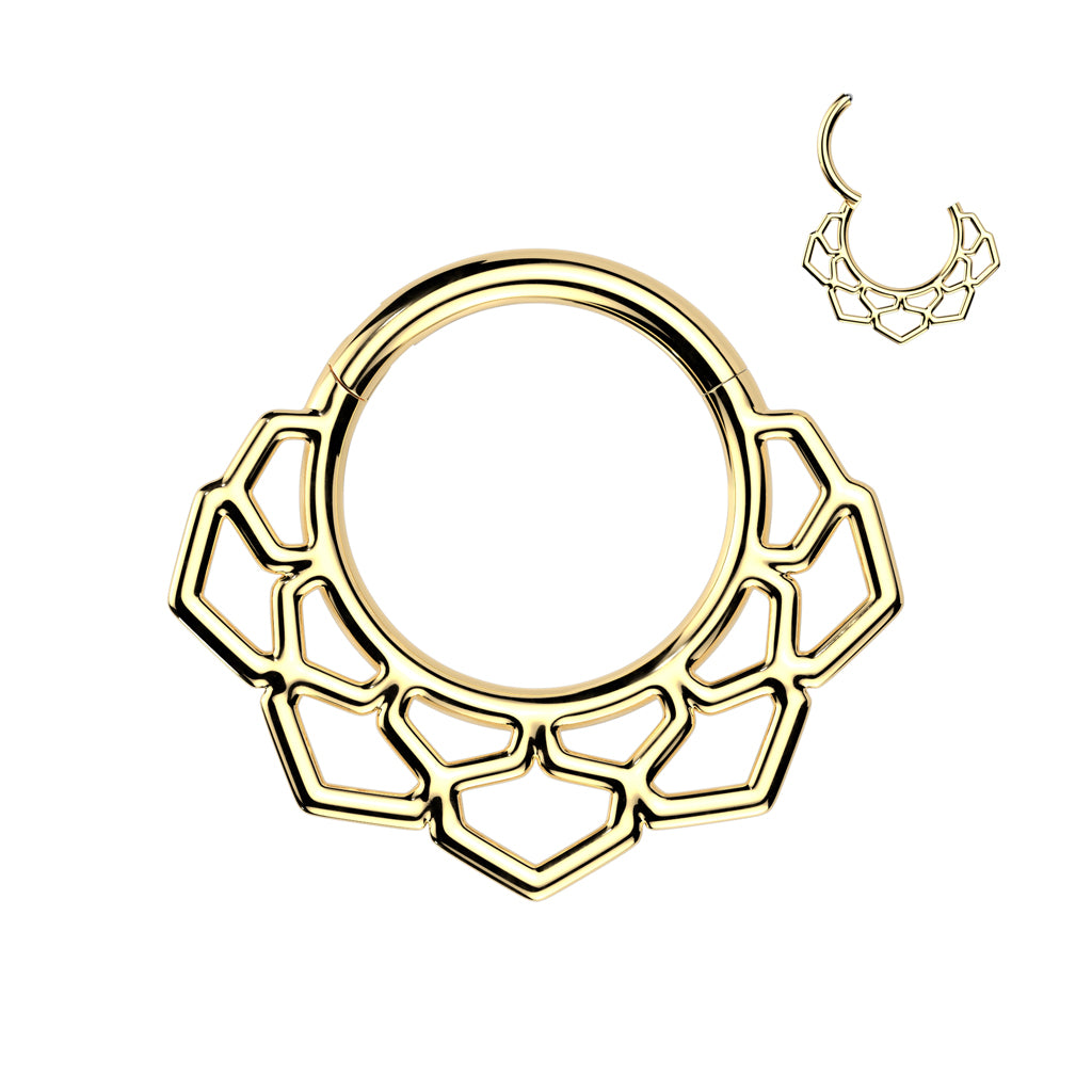 Surgical Steel Lotus Filigree Hinged Ring