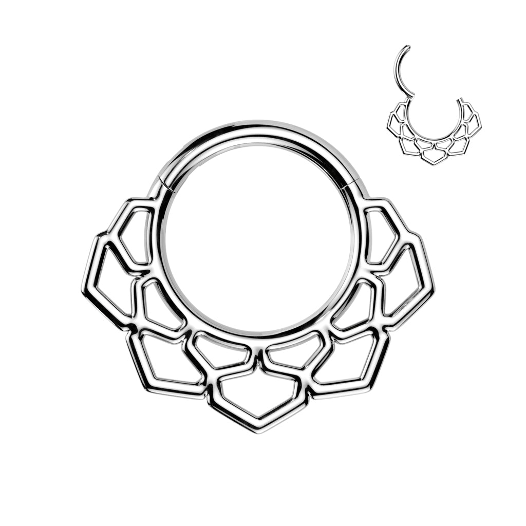 Surgical Steel Lotus Filigree Hinged Ring