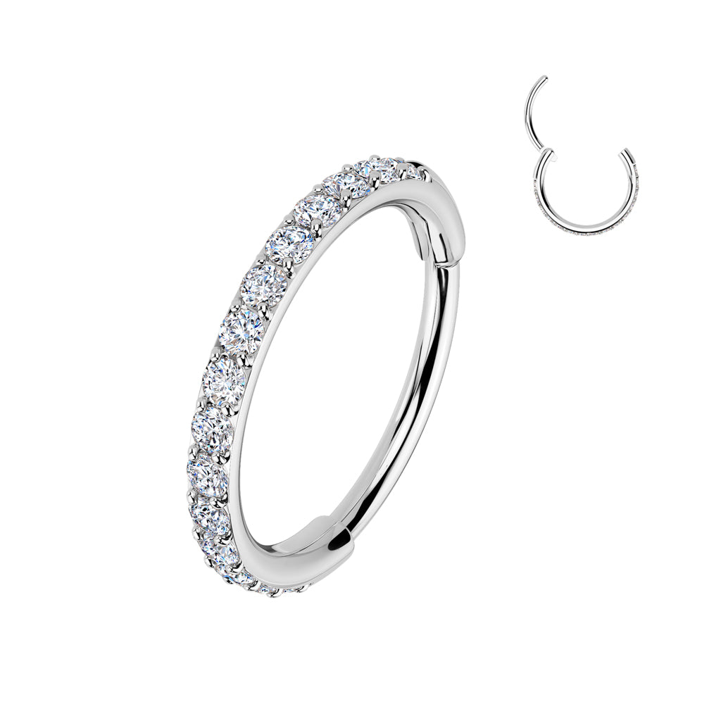 Side Facing CZ Paved Hinged Nose Ring