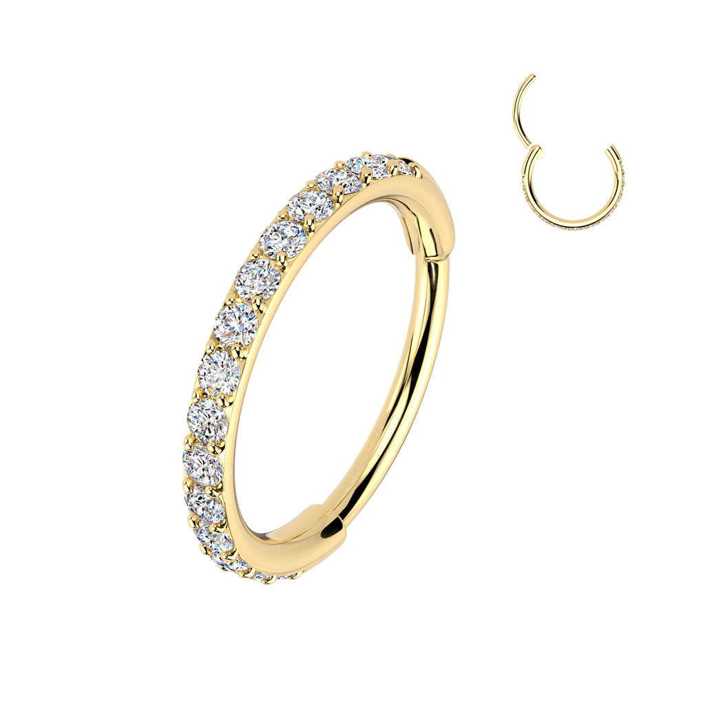 Side Facing CZ Paved Hinged Nose Ring