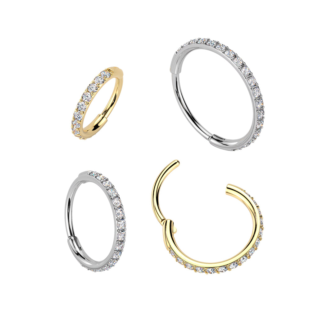 Side Facing CZ Paved Hinged Nose Ring