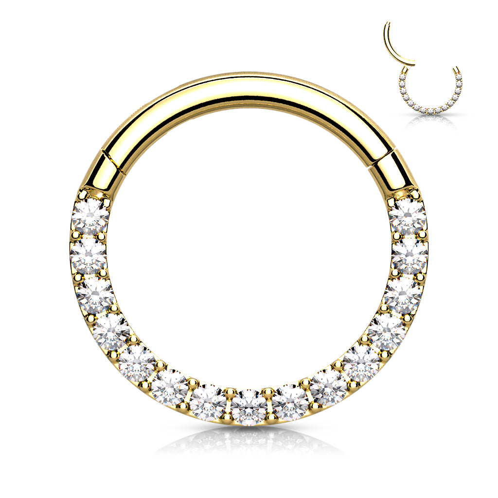 Front Facing CZ Paved Hinged Ring