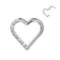Surgical Steel CZ Heart Hinged Ring