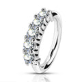 Surgical Steel Bendable Hoop Ring With 5 Lined CZ