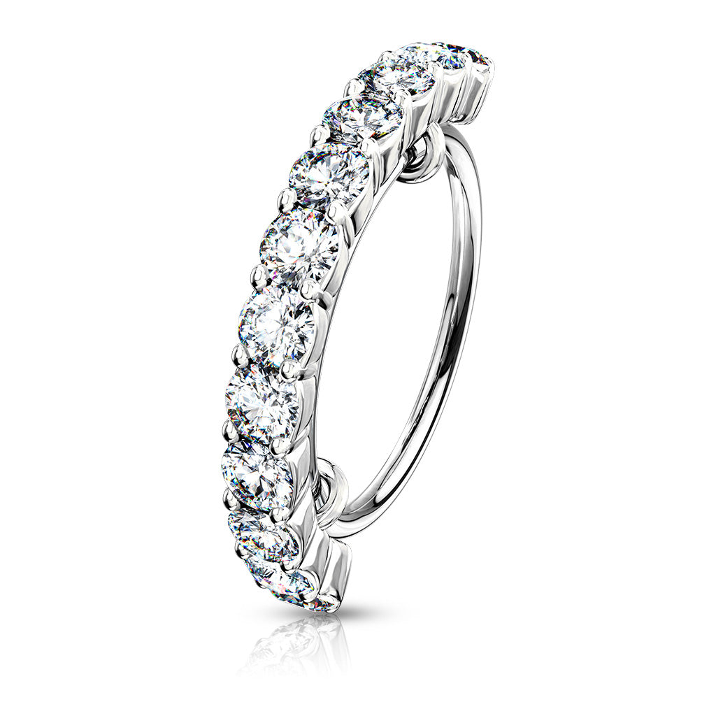 Half Circle Lined CZ Surgical Steel Bendable Ring