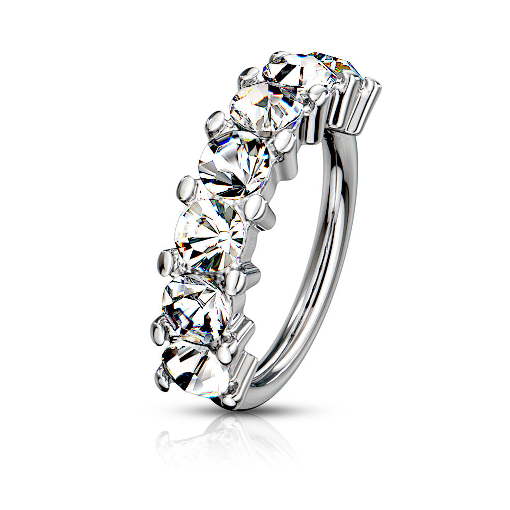 7 Gem Lined Set Surgical Steel Bendable Hoop
