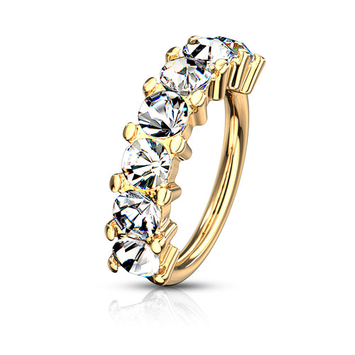 7 Gem Lined Set Surgical Steel Bendable Hoop