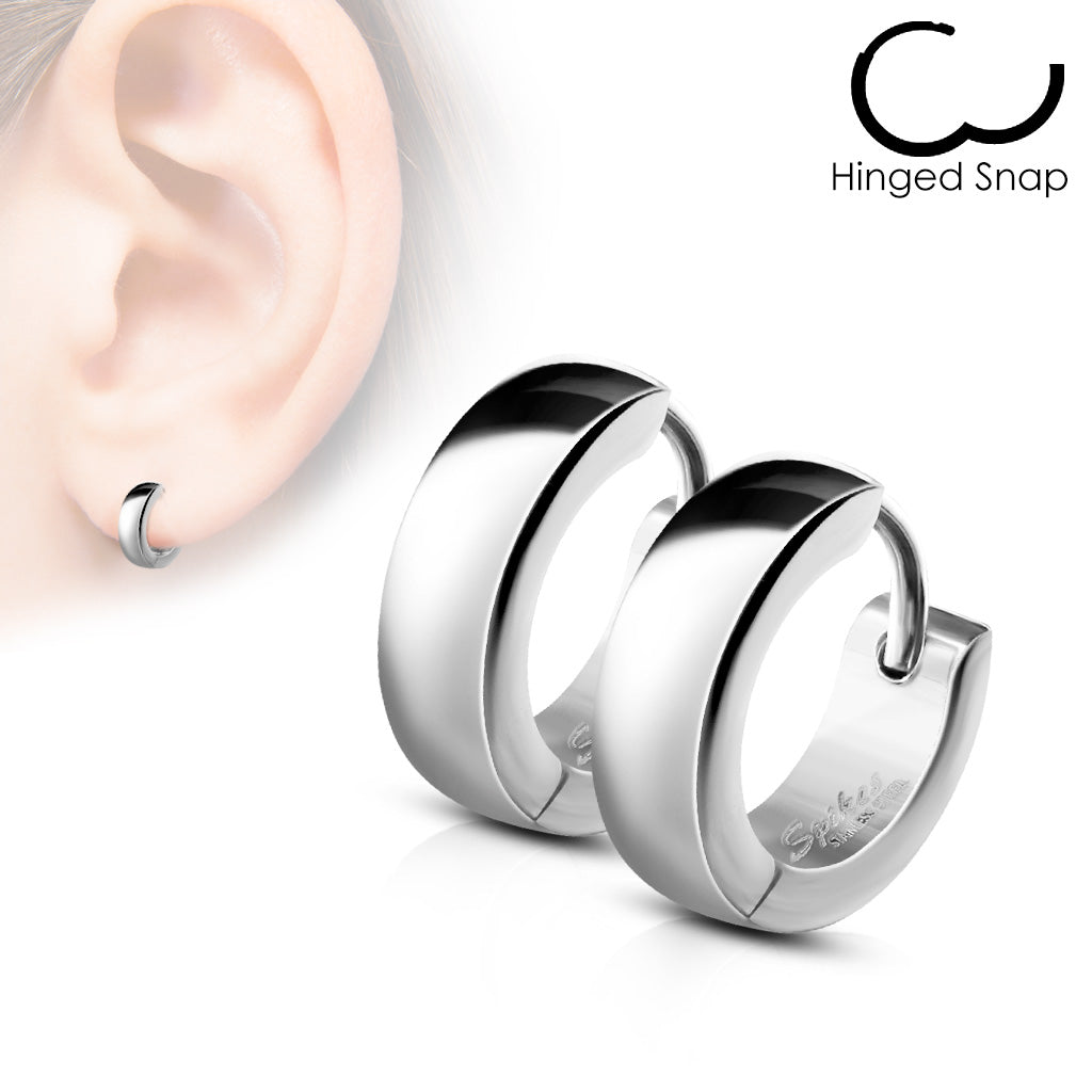 Stainless Steel Dome Huggie Earring