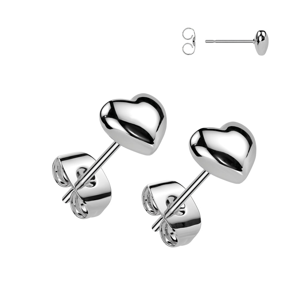 Stainless Steel Heart Studs