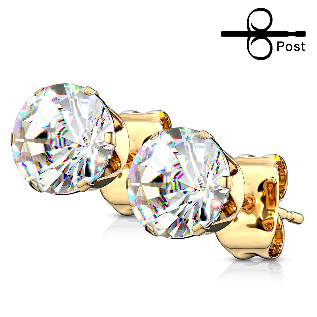 Stainless Steel Round CZ Studs