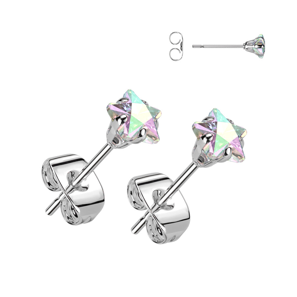 Stainless Steel Star CZ Studs