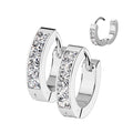 Stainless Steel CZ Hinged Hoop Earrings