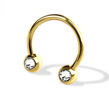 14g Surgical Steel Horseshoe Forward Facing CZ Balls