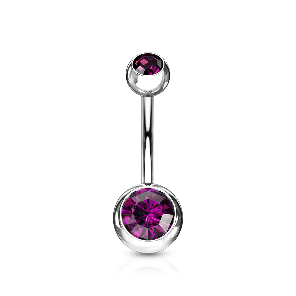 Titanium Belly Bar Externally Threaded Double Jewel