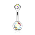 Titanium Belly Bar Externally Threaded Double Jewel