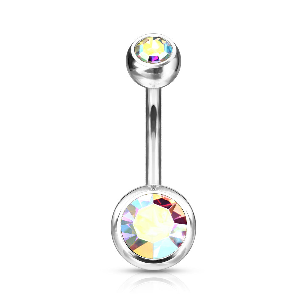 Titanium Belly Bar Externally Threaded Double Jewel