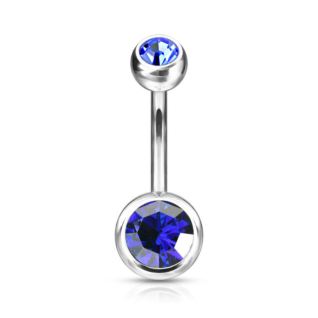 Titanium Belly Bar Externally Threaded Double Jewel