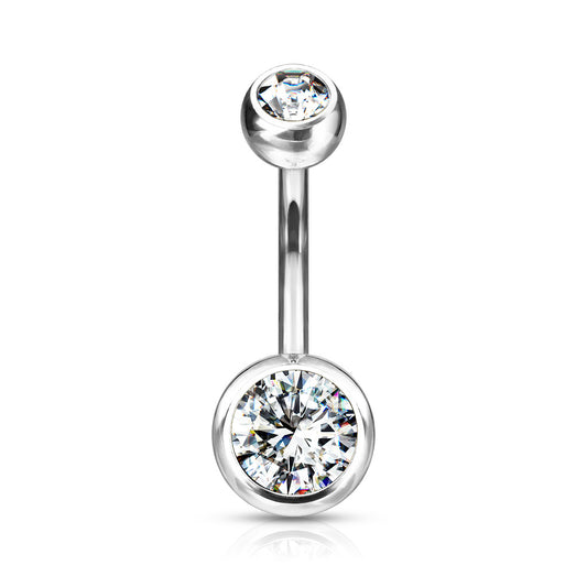 Titanium Belly Bar Externally Threaded Double Jewel