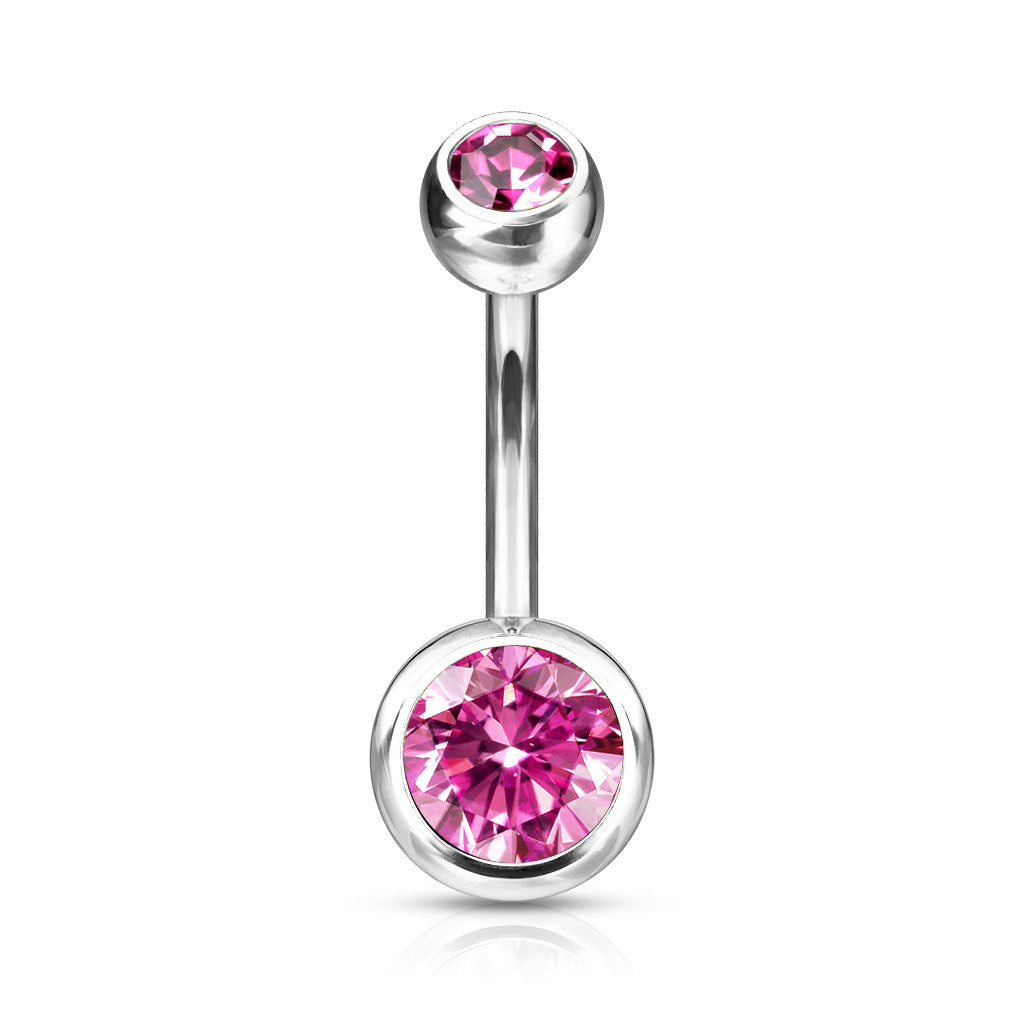 Titanium Belly Bar Externally Threaded Double Jewel