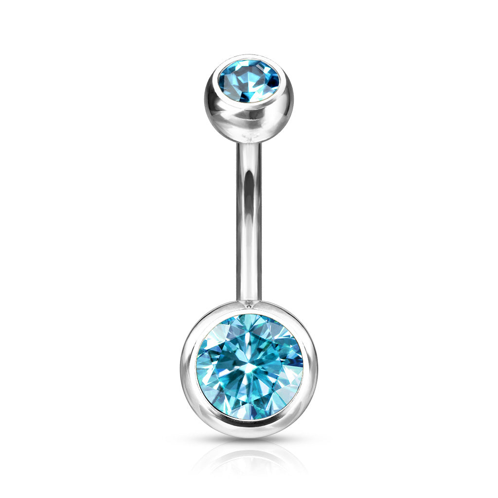 Titanium Belly Bar Externally Threaded Double Jewel