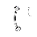 Titanium Curved Bar With Bezel Set Ends