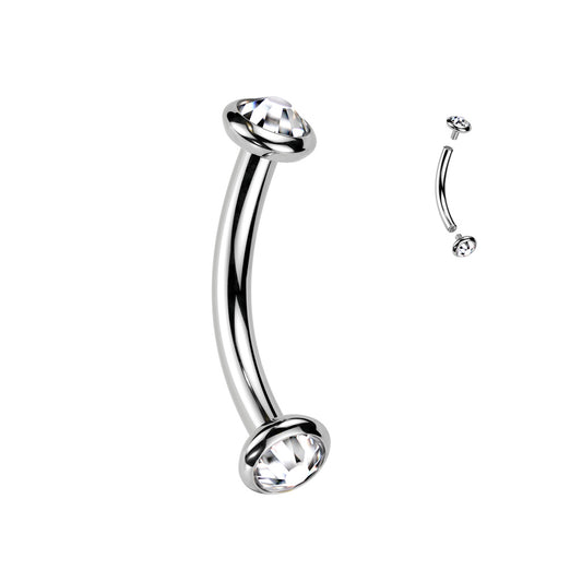 Titanium Curved Bar With Bezel Set Ends