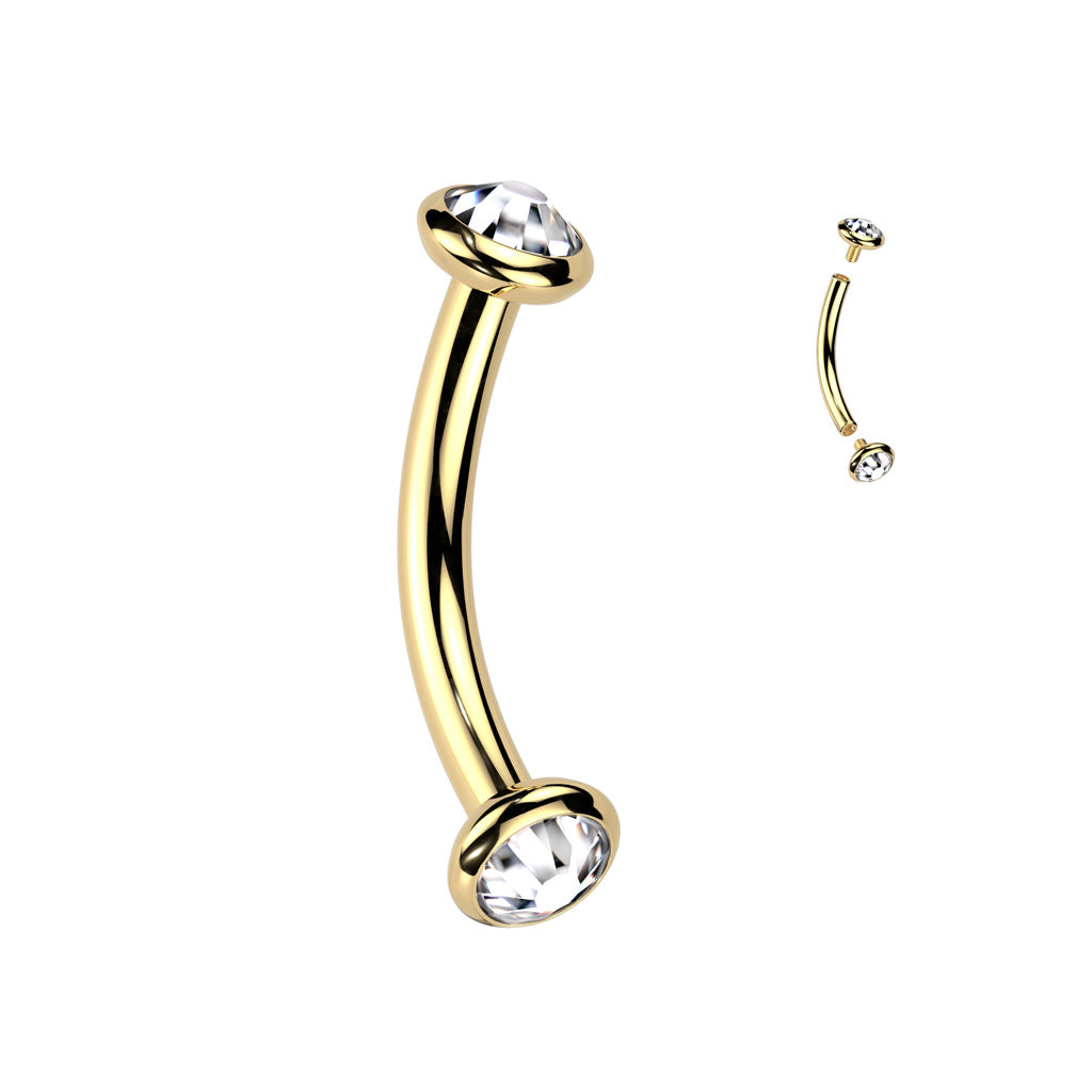 Titanium Curved Bar With Bezel Set Ends