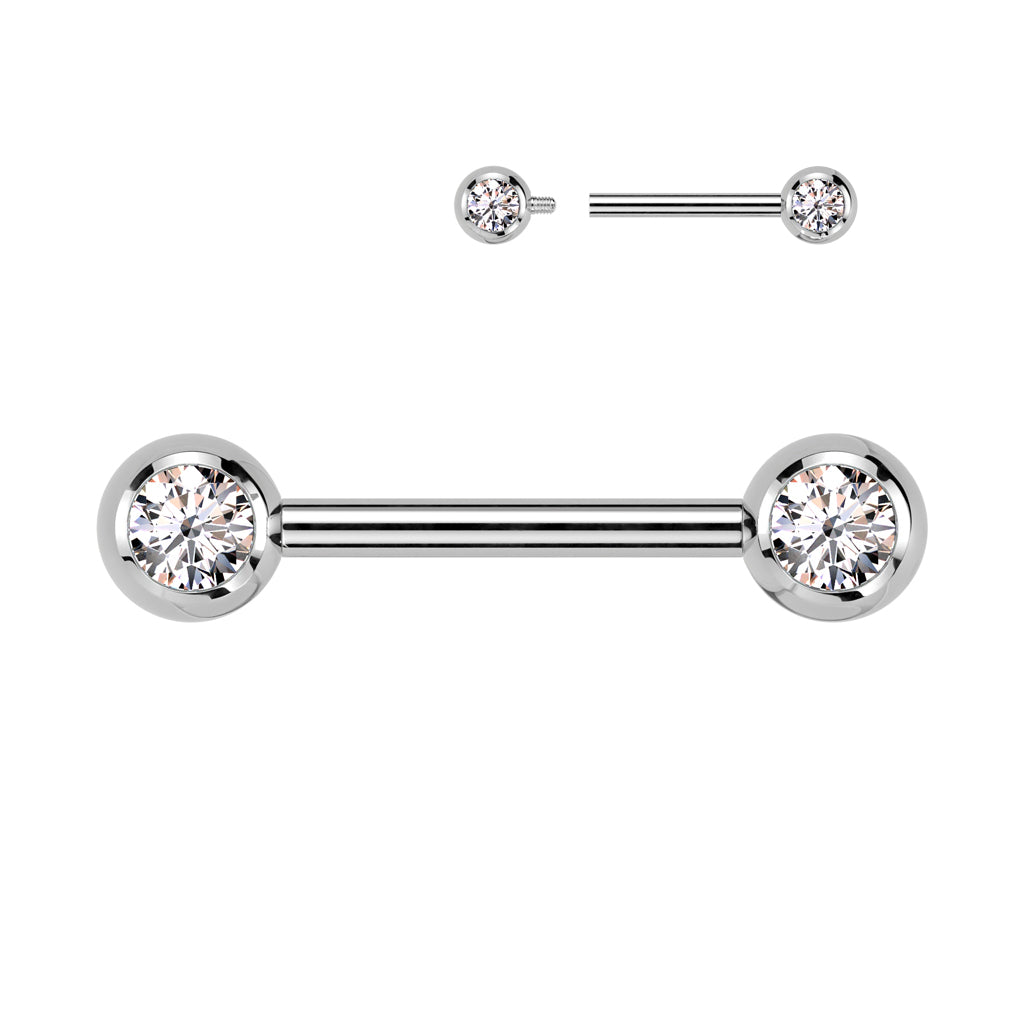 Titanium CZ Barbell - D5
