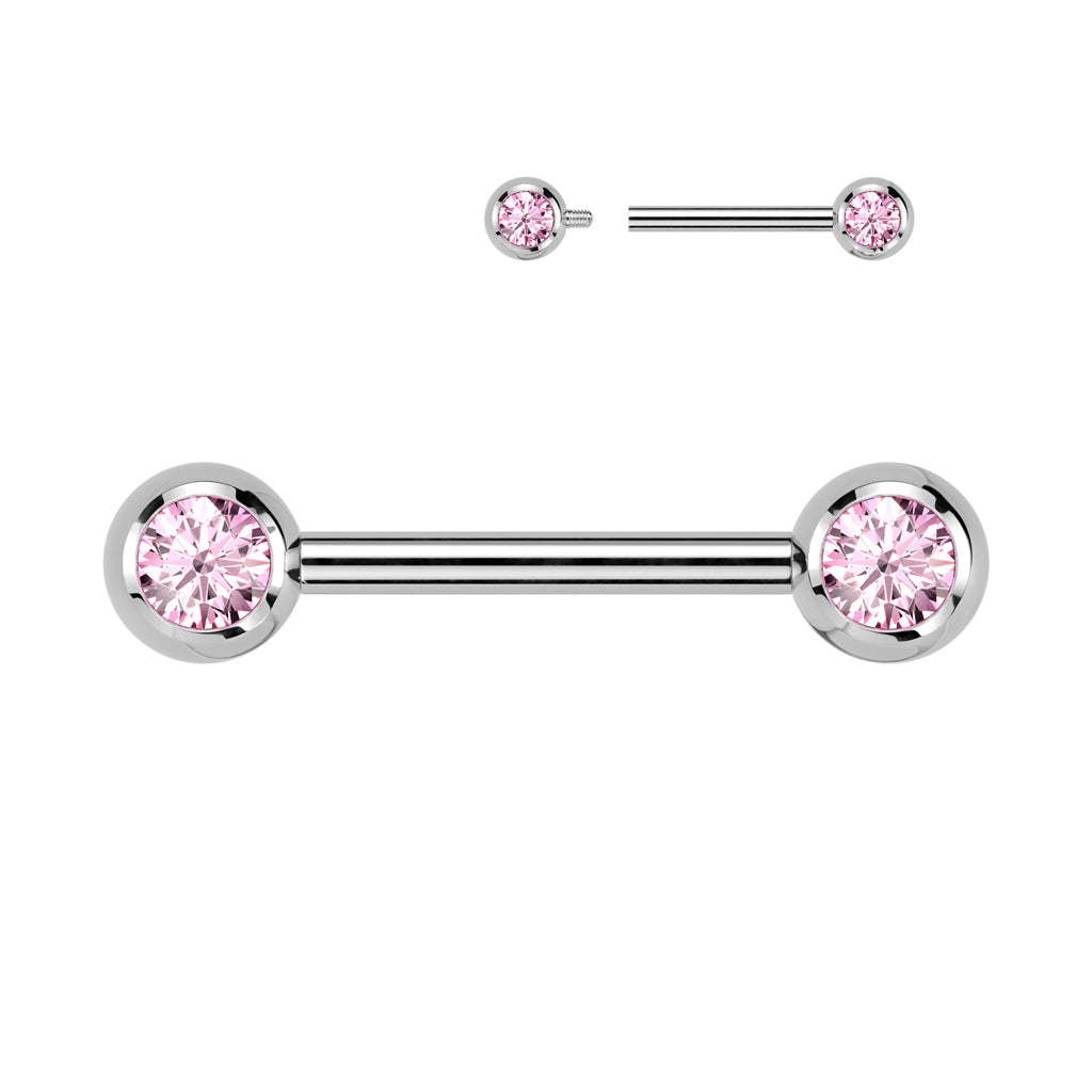 Titanium CZ Barbell - D5