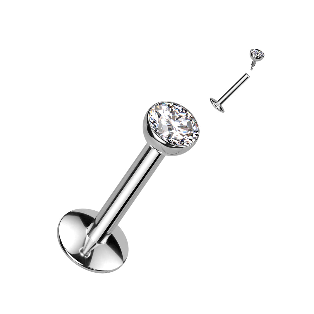 Titanium Internally Threaded Bezel Set Labret