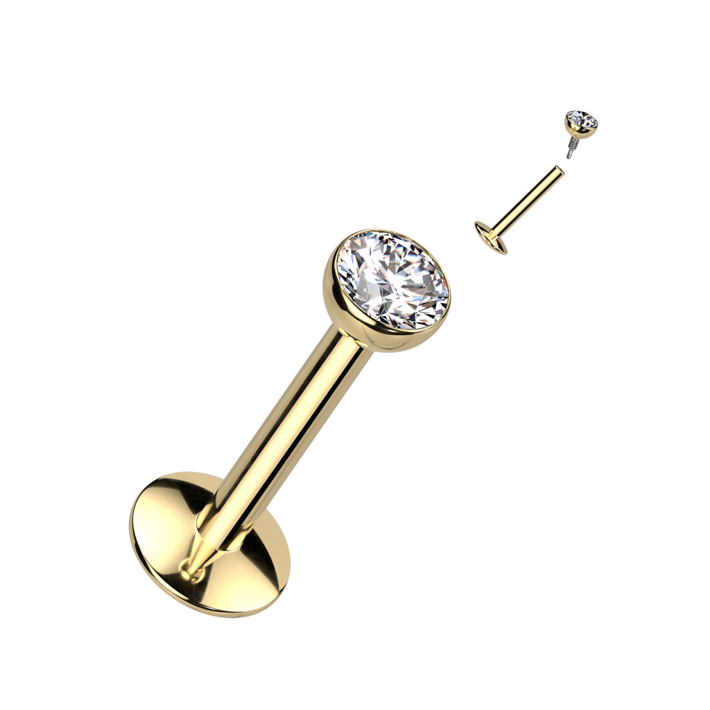 Titanium Internally Threaded Bezel Set Labret