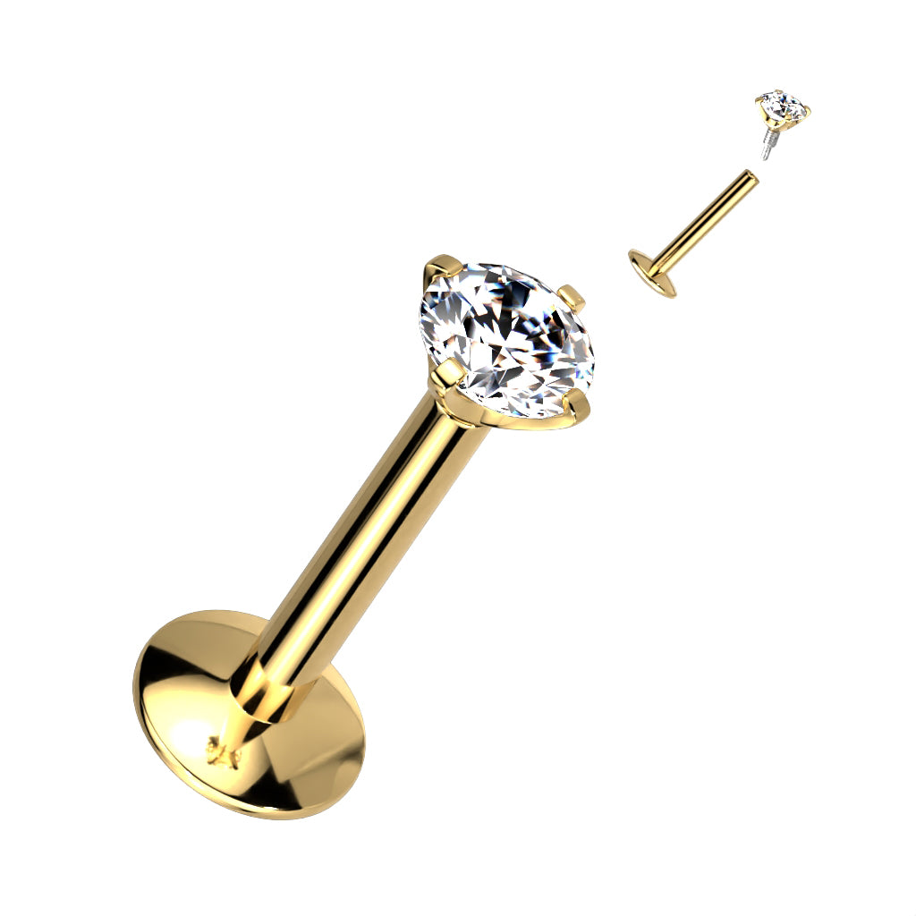 Titanium Internally Threaded Prong Set CZ Labret