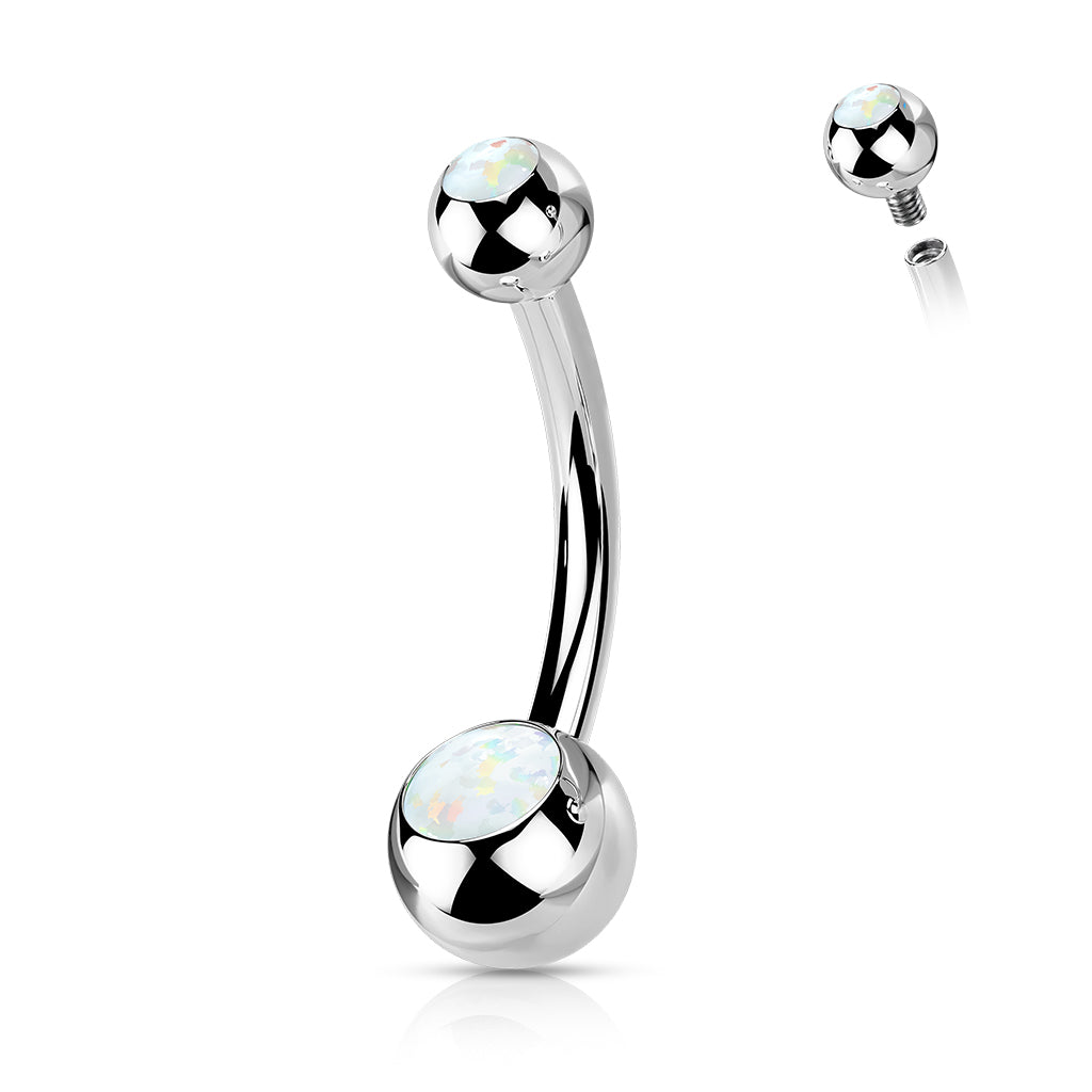 Dainty Opal Belly Bar - C13