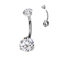 Titanium Belly Bar Internally Threaded Round CZ