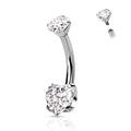 Titanium Belly Bar Internally Threaded Heart CZ