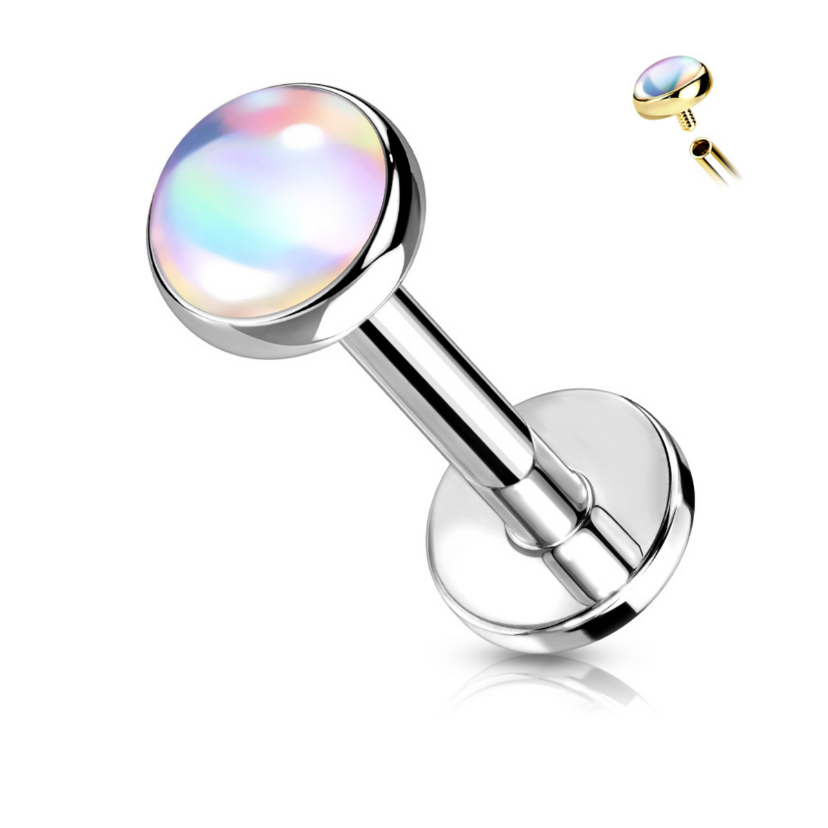 Iridescent Stone Surgical Steel Labret