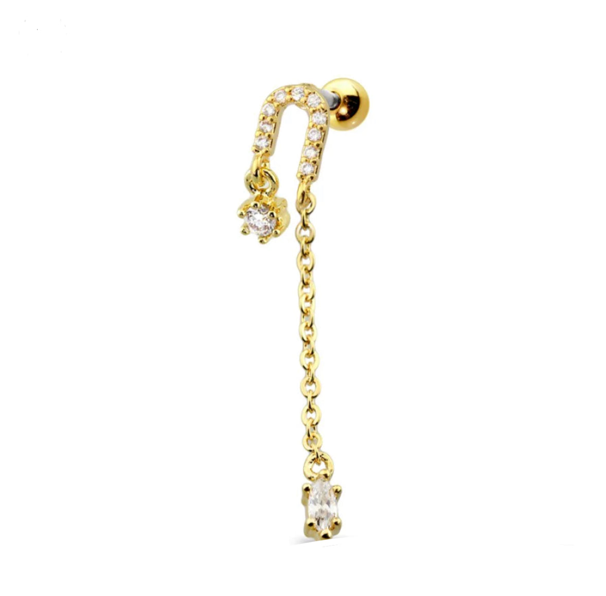 Chained Cubic Zirconia Stud- E5